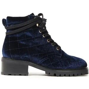 Sandro Quilted Velvet Combat Boots